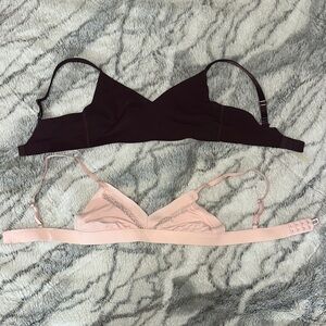 Victoria's Secret Pink Bra and Dark Purple Small Size Unlined Bralettes